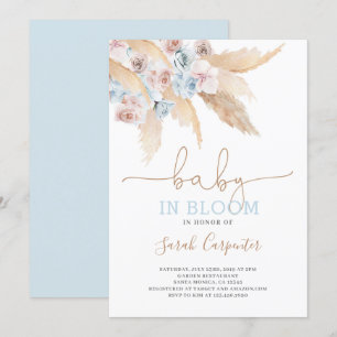 Pampas Grass Baby in bloom shower boy invitation