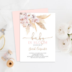 Pampas Grass Baby in bloom shower girl invitation