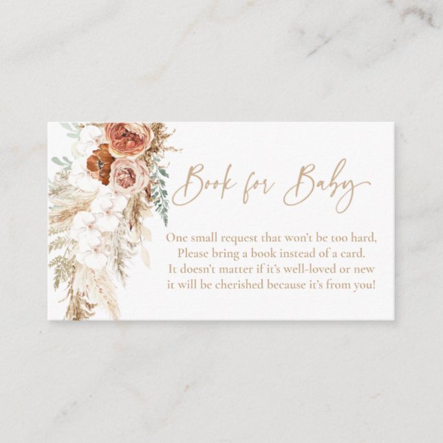 Pampas Grass Baby Shower Book Request for Baby Enclosure Card (Front)