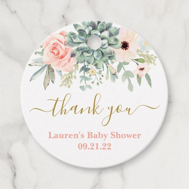 Pampas Grass Baby Shower Favour Tags (Front)