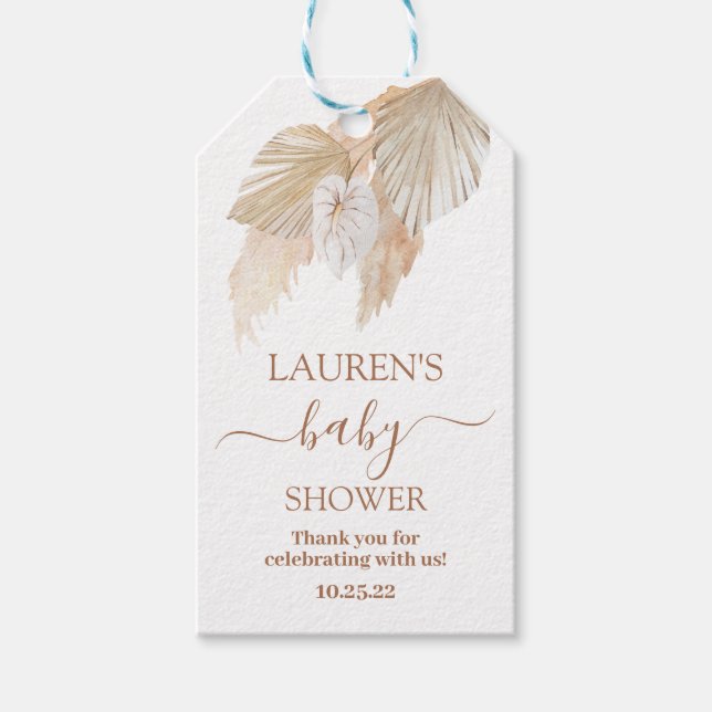 Pampas Grass baby shower gift tags (Front)