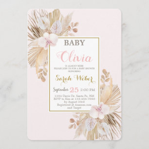 Pampas Grass baby shower girl Invitation