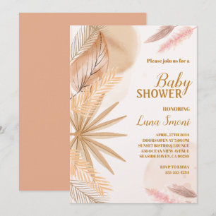 pampas grass baby shower invitations