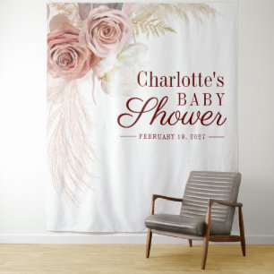 Pampas Grass Baby Shower Photo Booth Backdrop Tapestry