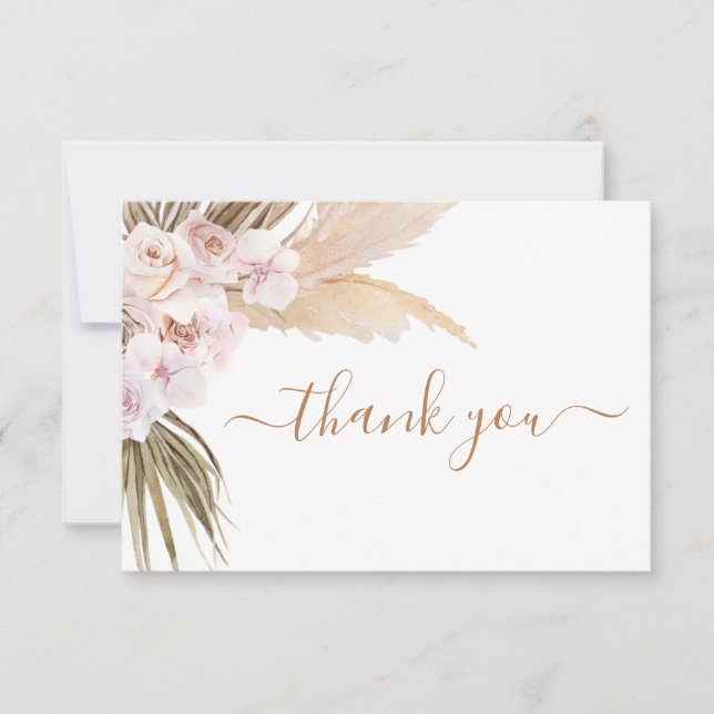 Pampas Grass baby shower thank you card (Front)