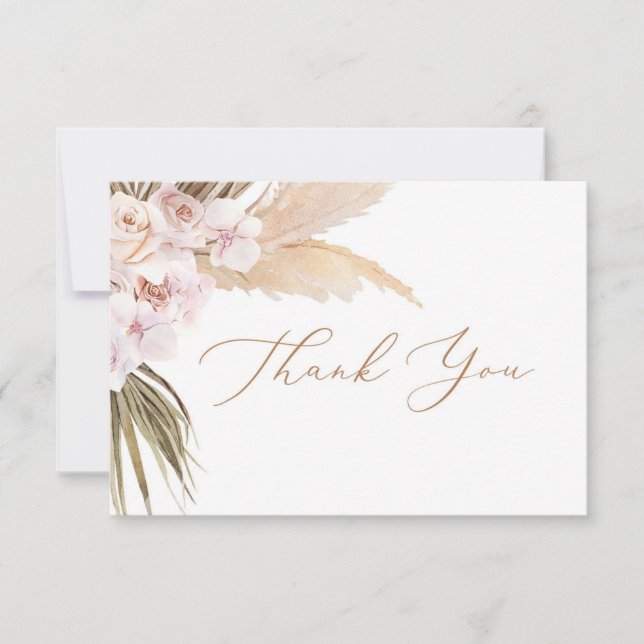 Pampas Grass baby shower thank you card (Front)