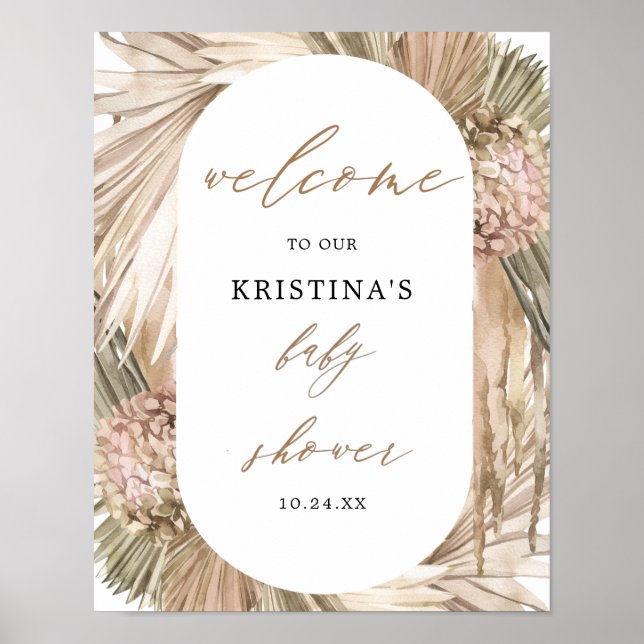 Pampas Grass Baby Shower Welcome Sign (Front)