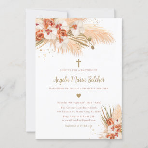 Pampas Grass Baptism Invitation