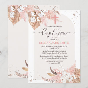Pampas Grass Baptism Invitation Desert Boho Arch