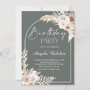 Pampas Grass Birthday Party Invitation