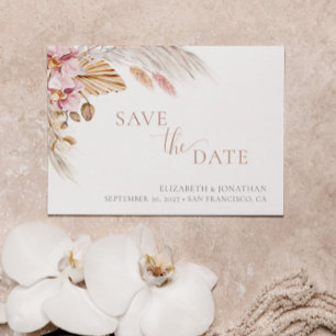 Pampas Grass Blush Pink Floral Save the Date Card