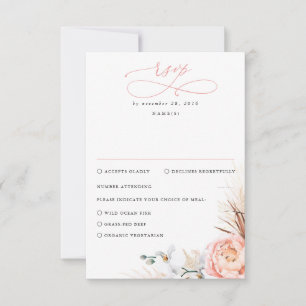 Pampas Grass Blush Pink Floral Wedding RSVP