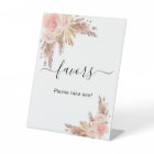 Pampas grass blush rose floral favours sign