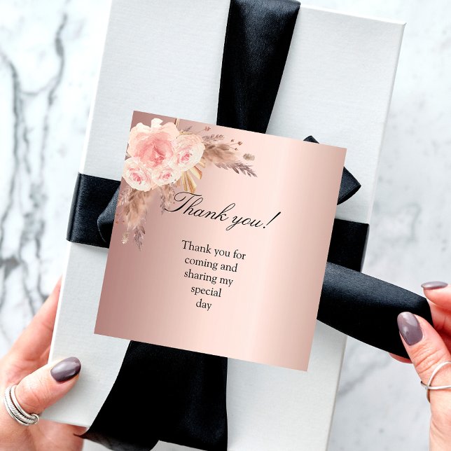 Pampas grass blush rose thank you card (Creator Uploaded)