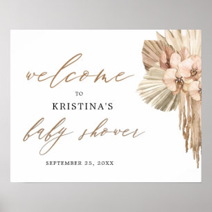 Pampas Grass Bohemian Baby Shower Welcome Poster