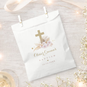 Pampas Grass Bohemian Baptism Personalised  Favour Bags