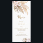 Pampas Grass Bohemian Blush Wedding Reception menu<br><div class="desc">Our Pampas Grass Bohemian wedding dinner menu card is perfect for an elegant wedding. The modern rustic boho design features romantic watercolor blush flowers flowers in soft tones of wheat , mauve, blush pink and cream white with pampas grass accents. This menu can be used for a wedding reception, rehearsal...</div>
