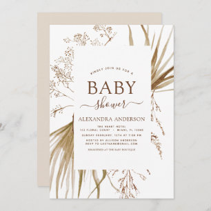 Pampas Grass Bohemian Boho Baby Shower Invitation