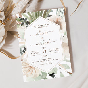 Pampas Grass Bohemian Boho Eucalyptus Wedding Invi Invitation