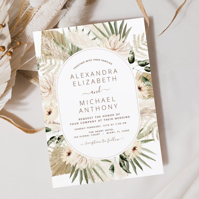 Pampas Grass Bohemian Boho Eucalyptus Wedding Invi Invitation (Creator Uploaded)