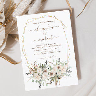 Pampas Grass Bohemian Boho Eucalyptus Wedding Invi Invitation