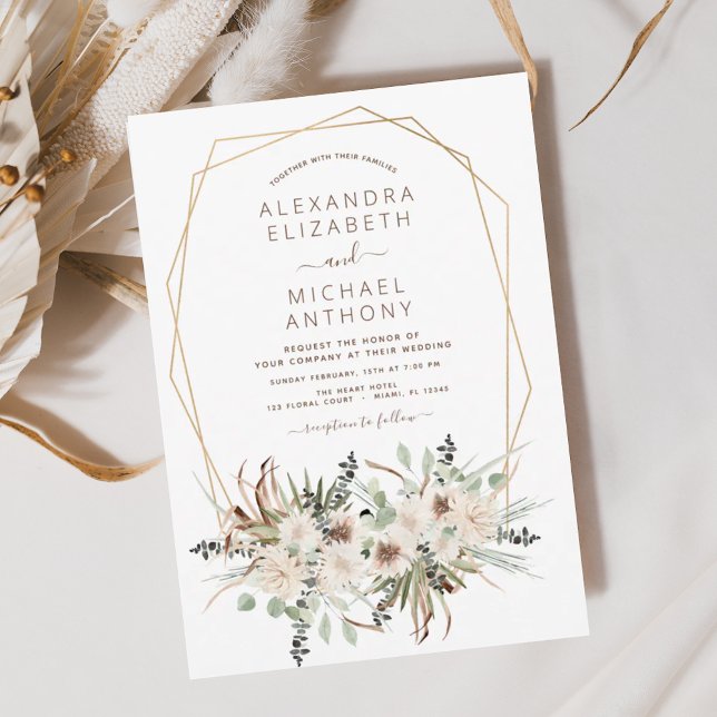 Pampas Grass Bohemian Boho Eucalyptus Wedding Invitation (Creator Uploaded)