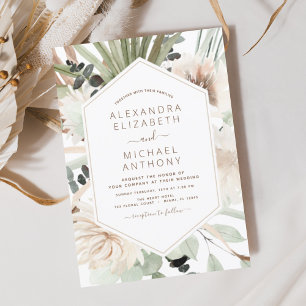 Pampas Grass Bohemian Boho Eucalyptus Wedding Invitation