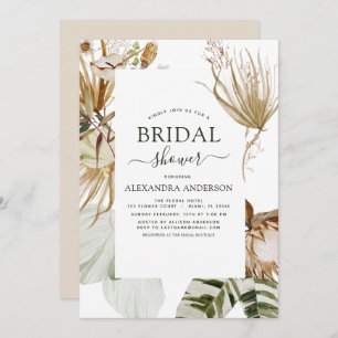 Pampas Grass Bohemian Boho Tropical Bridal Shower Invitation