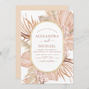 Pampas Grass Bohemian Boho Tropical Wedding Invita Invitation