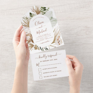 Pampas Grass Bohemian Boho Wedding Invitation