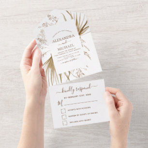 Pampas Grass Bohemian Boho Wedding Invitation