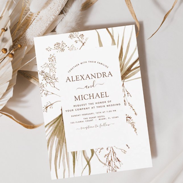 Pampas Grass Bohemian Boho Wedding Invitation (Creator Uploaded)