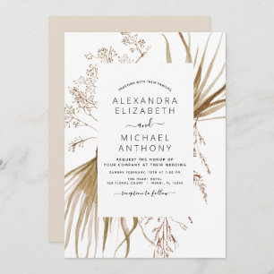 Pampas Grass Bohemian Boho Wedding Invitation