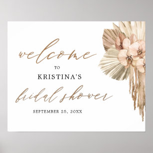 Pampas Grass Bohemian Bridal Shower Welcome Poster