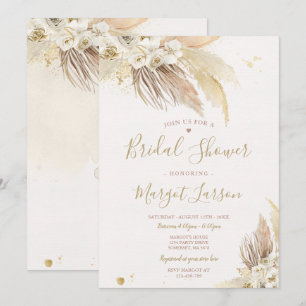 Pampas Grass Bohemian Desert Bridal Shower Invitation