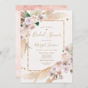 Pampas Grass Bohemian Desert Bridal Shower Invitation