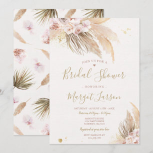 Pampas Grass Bohemian Desert Bridal Shower Invitation