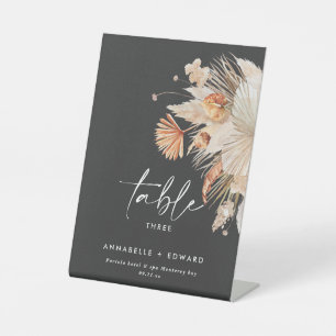 Pampas Grass Bohemian floral Table number  Pedesta Pedestal Sign