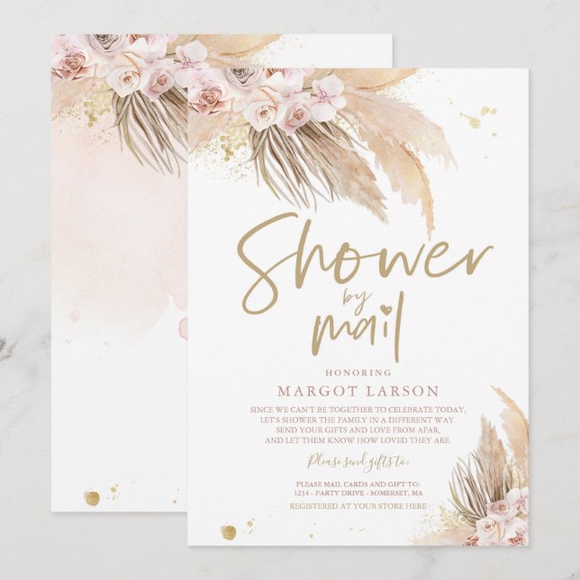 Pampas Grass Bohemian Shower By Mail Baby Shower Invitation (Front/Back)