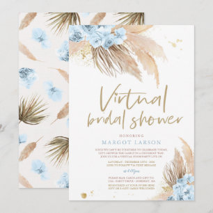 Pampas Grass Bohemian Virtual Zoom Bridal Shower Invitation