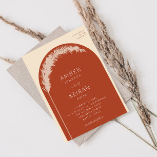 Pampas Grass Boho Arch - Terra Cotta Wedding Invitation
