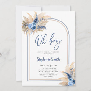 Pampas Grass Boho Baby Shower Boy Invitation