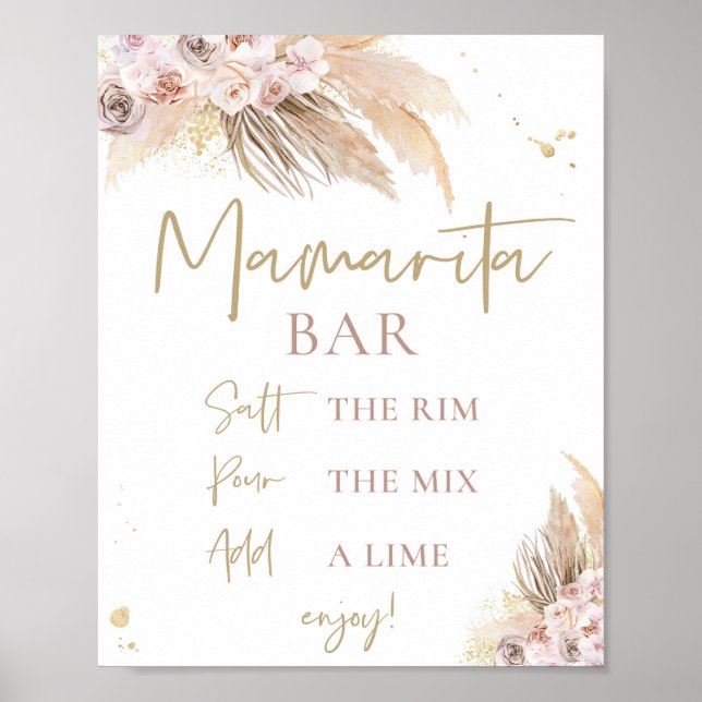 Pampas Grass Boho Baby Shower Decor Mamarita Sign (Front)