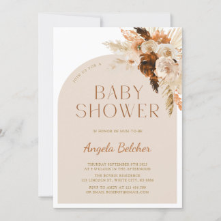 Pampas Grass Boho Baby Shower Invitation