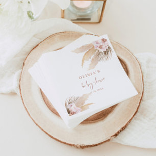 Pampas grass boho baby shower napkin