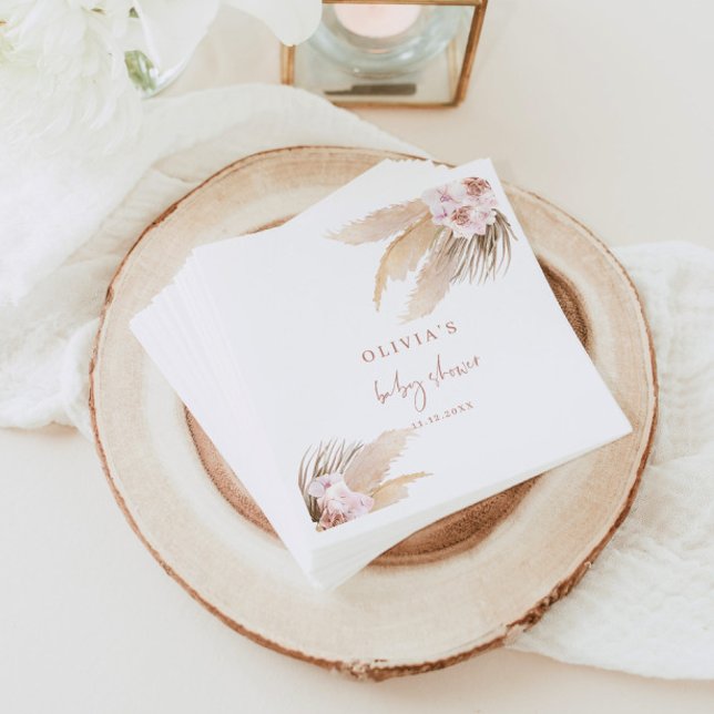 Pampas grass boho baby shower napkin (Creator Uploaded)