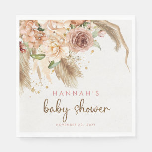 Pampas grass boho baby shower napkins