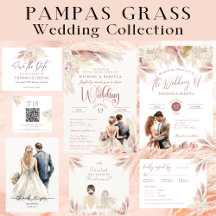Pampas Grass Boho Blush Pink QR Code Enclosure 
