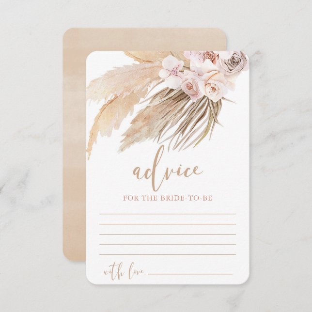 Pampas grass boho bohemian Advice for bride Enclosure Card (Front/Back)