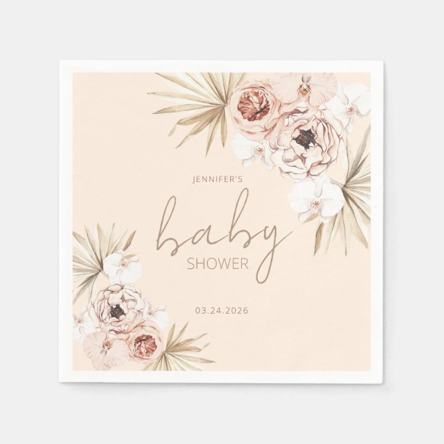 Pampas Grass Boho Bohemian Baby Shower Napkin (Front)